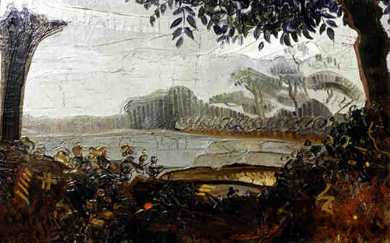 Tableau des environs de Frethun, paysage au point rouge