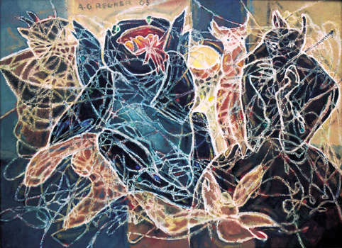Tableau - La gueule du loup - La gueule et le loup - 1965 - huile sur toile- Alfred Georges Regner