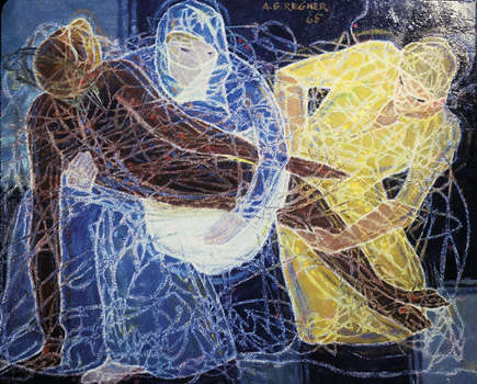 Tableau - Piéta avec Saint Jean - 1965 - huile sur toile