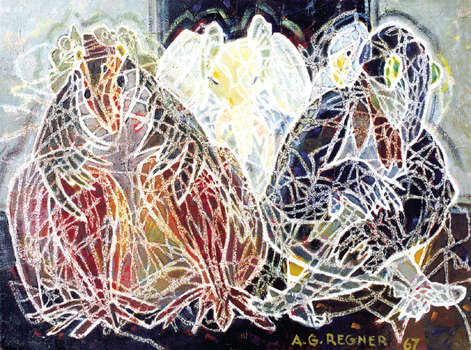 Tableau - Les assoupis - 1967 - huile sur toile- Alfred Georges Regner