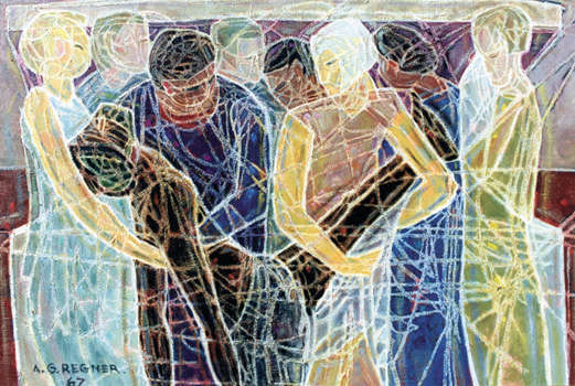 Tableau - La mise au tombeau (III) - 1967 - huile sur toile (Art Sacrée, religion) - Alfred-Georges regner