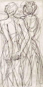 Alfred Georges REGNER, n° 481 - Gravure - Jeunesse - 1974 - pointe sèche - 21,9 x 13,1 cm - 4 états - 4 épreuves d'artiste - Tirage 60 - Voir le tableau correspondant - collection BnF (Bibliothèque nationale de France), département des Estampes et de la Photographie, Paris, Collection musée des Beaux-Arts et de la dentelle, Calais, France, inventaire n°89.12.19, épreuve artiste 2/4