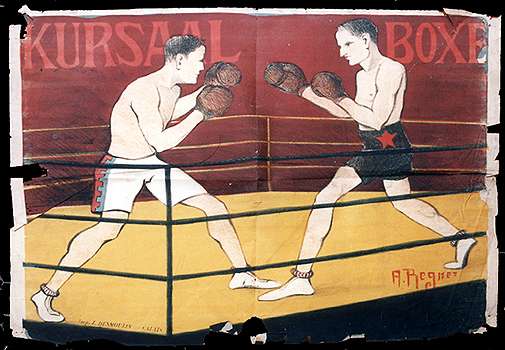Affiche pour les matches de boxe à Calais - Litographie - Nord - Pas-de-Calais- Alfred Georges Regner